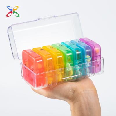 China Eco-friendly Weekly Pill Organizer Portable Weekly Organizer Medicine Storage Pill Box 7 Day Travel Pill Case for sale