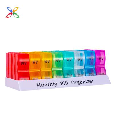 China Factory Supply Custom Eco-friendly Monthly Pill Organizer Plastic Pill Box Mini Containers Monthly Pill Organizer for sale