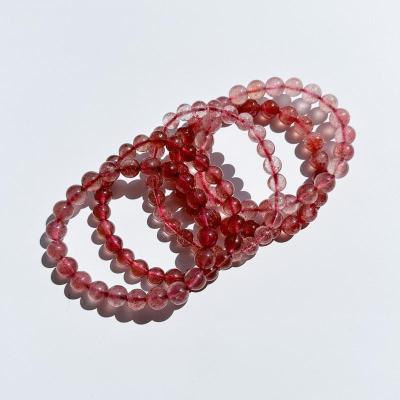 China Europe Natural Strawberry Quartz Crystal Beads Bracelet 8mm Crystal Rose Quartz Jewelry Crystal Accessories Heart Chakra Healing for sale