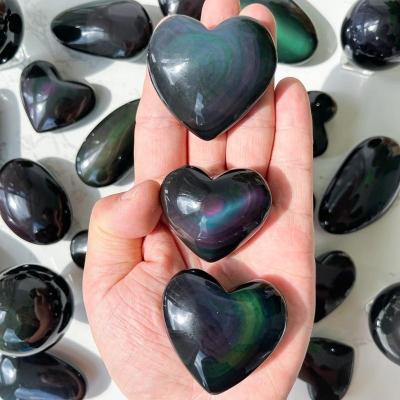 China Europe Natural Polished Rainbow Obsidian Black Obsidian Gemstone Sphere Obsidian Crystal Ball Root Chakra Healing for sale