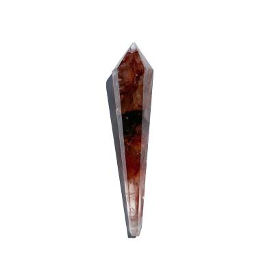 China Europe Natural Rainbow Fire Quartz Crystal Point Tower Crystal Stone Wand Fire Quartz Handle Root Chakra Healing Wand for sale