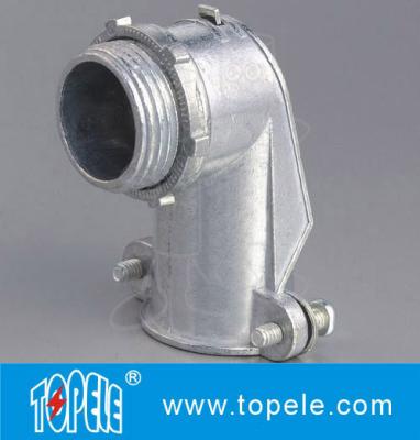 China 90 Degree Metal Zinc Flexible Conduit And Fittings Squeeze Angle Connectors for sale