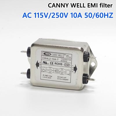 China CANNY WELL CW4L2-10A-T Single Phase Power EMI filter 10A  AC 115V/250V 20A 50/60HZ for sale