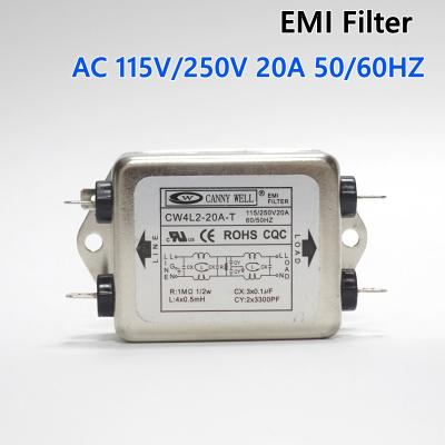 China CANNY WELL CW4L2-20A-T Single Phase Power EMI filter 20A  AC 115V/250V 20A 50/60HZ for sale