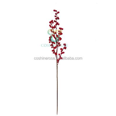 China Top Selling Lifelike Berry Christmas Fruits Red 5 Branches 63 cm Artificial Foam Plastic Fruits Home Decor for sale