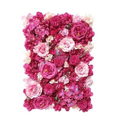 China Hot Selling Fashional Artificial Silk Rose Hydrangea Flower Wall Wedding Stage Backdrop for sale