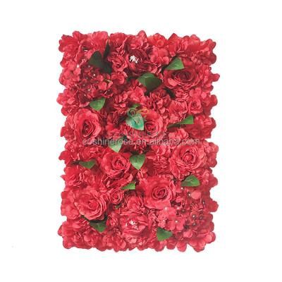 China Natual Beautiful Touch Silk Rose Flower Wall Wedding Backdrop Durable Artificial Rose Flower Wall Decoration for sale