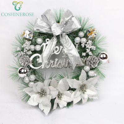 China Widely Used Coshinerose Factory Price Christmas Gifts Rattan Wreath Pin With LED Light Christmas Decoration for sale