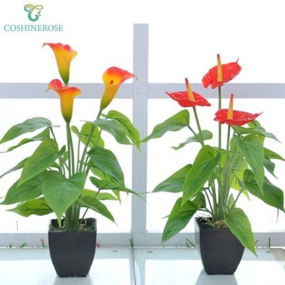 China Widely Used Potted Artificial Plants Calla Lily Bonsai Ornamental Plants For Decoration for sale