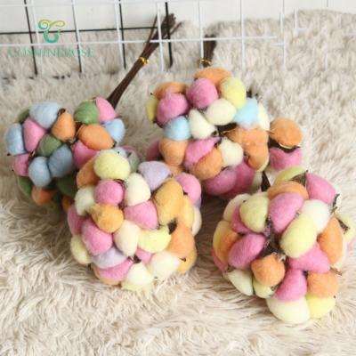 China Real Plant Touch Cotton Bouquet Artificial Flower Pretend Real Dried Bouquet Decorative Faux 10 Artificial Heads for sale