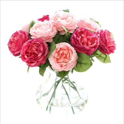 China Fashional Small Artificial Flower Head Single Tea Rose Night Rose Plant Home Decoration Wedding Bouquet for sale