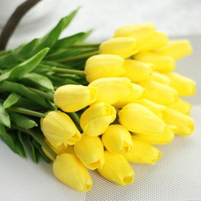 China Durable China Real Touch Table Artificial Flower Tulips With Leaves for sale