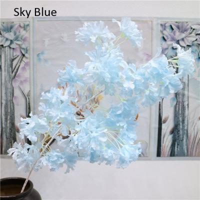 China Contact 2021Hot Selling Japanese Natual Cherry Blossoms Faux Silk Blue Sakura Artificial Silk for Office Store Decoration for sale