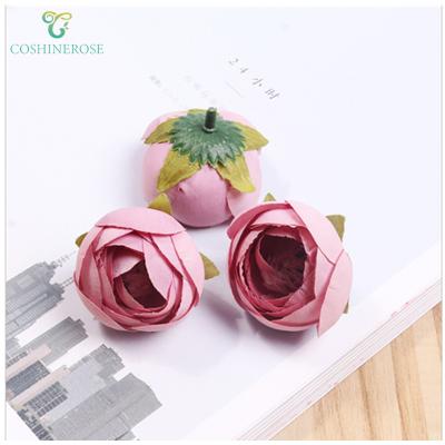 China Fashional Wedding Party DIY Mini Decor Immortalized Camellia Bulk Artificial Silk Tea Little Rose Flower Bud Simulation Fabric Flower for sale