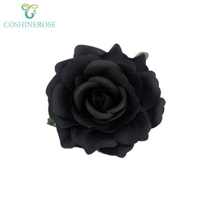 China Widely Used Coshinerose Giant Faux Flowers Silk Rose Head With Clip And Pin For Clothes Hair Decoration for sale