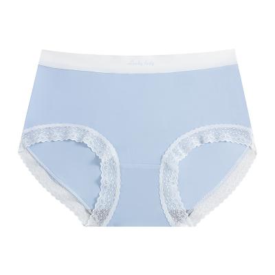 China Anti-Bacterial Wholesale ice silk underwear girls mid-waist lace edge simple comfortable breathable teenage briefs for sale