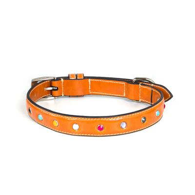 China Factory Workable Custom Adjustable Drill Heavy Duty Leather Ironed Dog Collar for sale