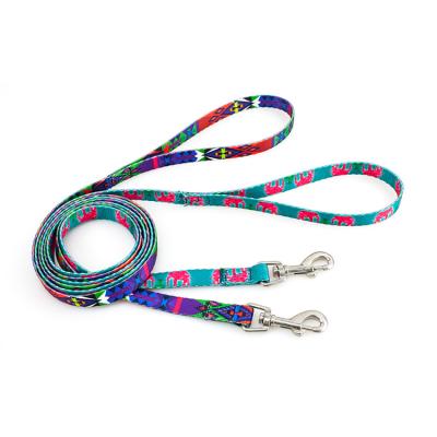 China Viable Supplies Pet Leash And Collar Customized Design Print Logo Sublimation Pattern Dog Lead With Quick Snap Buckle for sale