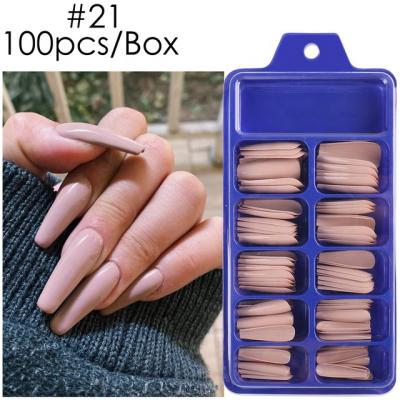 China Nails False 100 Pcs French Coffin Extension Forms Colorful Nail Tips Ballerina Nail Polish Tips NTB004 for sale