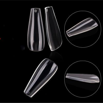 China French Private Label OEM Coffin Nail Extension Tips Long Full Cover False Clear Nail Art 600 Pcs/Acrylic Bag Tips NTD00 for sale