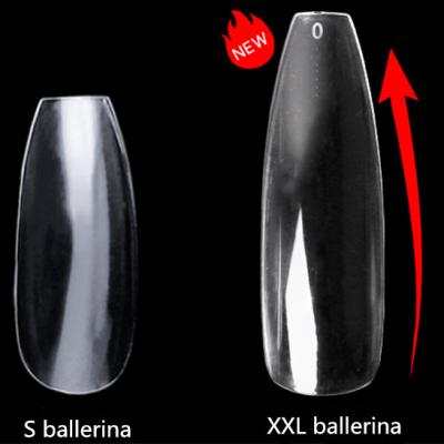 China Ballerina XXL French False Nail Tips Traceless 500 Pcs / Pack Clear Nail Art Ballerina Tips NTD008 for sale