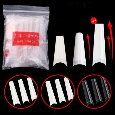 China 600 Pcs Max Nail Art Clear Thin French Coffin Tips No Crease Nail Gel Glue-On Coffin Tips NTD011 for sale