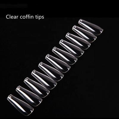 China Box 500Pcs French No C Curve Long Traceless Straight ABS Square XXL Nails Custom Logo Extra Long Coffin Nail Tips Clear French XXL for sale