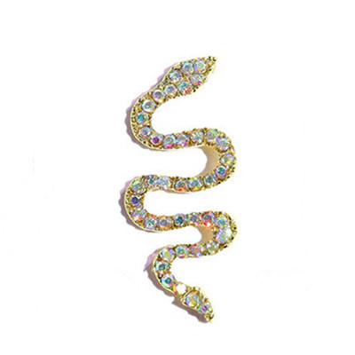 China Luxury Larger Size Nail Art Beauty DIY 3D Snake Nail Charms Zircon Rhinestone 3*1.3cm Alloy Snake Rhinestone Crystal Nail Art DIY for sale