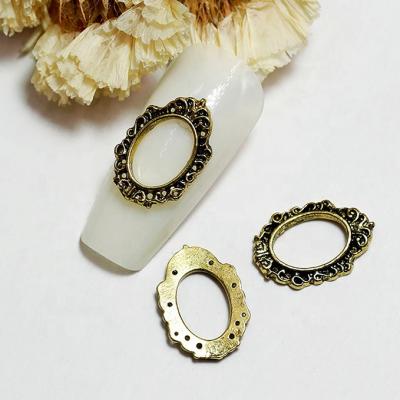 China Sensitive DIY Cavity Nail Explosion Bay V Design Mahjong Retro Photo View Alloy Korean Japanese Style Rhinestone Border for sale