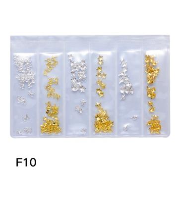 China Nail Art Beauty DIY Nails Gold Metal Sticker Rhinestone 6 Grids 30 Bags/Silver Nails Art Rhinestone Charms Hex Rivet for sale