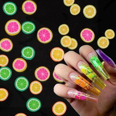 China 14 Styles 1 Nail Art Polymer Fruit Slices Magic Kiwi Lemon Artificial Slices Bag 1000 Pcs Polymer Slices NFS001 for sale