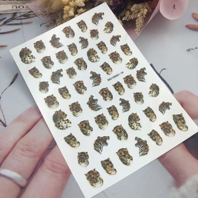 China Designer Nail Art Decal Sticker Cardboard Art Beauty DIY Tiger Nail Sticker Wholesale Custom Nail Art Nails Sticker NS078 for sale