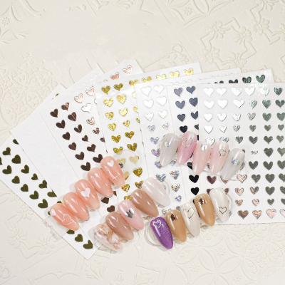 China Easy Apply 8*10cm Holo 3D Heart Nail Sticker Custom Nail Art Gold Decal Sticker NS003 for sale