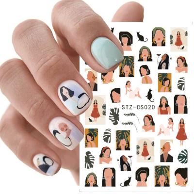 China Easy Apply Newest Painted Human Polishing Custom Nail Art 3D Head Nail Sticker Decals And Sticker For Nail Salon for sale