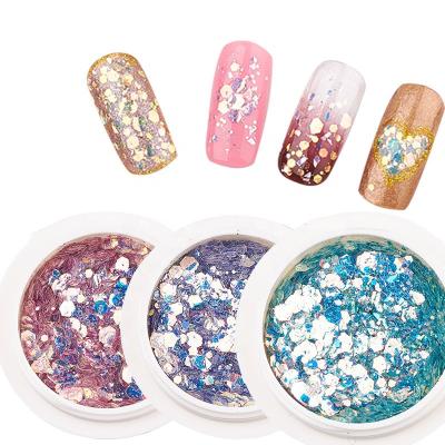 China Holographic Glitter Art Hexagon Glitter Mermaid Sequins NGJ003 Flake Nail DIY Bottle Drum Nail Glitter Chameleon 1 jar nail for sale