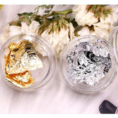 China Metallic Finger Nail Art 1 Box Nail Decoration Gold Aluminum Foil Glue-on Nail Sticker Foil NAF001 for sale