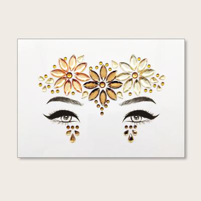 China 1 Sheet Face Eye Rhinestone Sticker 3d Resin Temporary Holiday DIY Crystal Eyebrow Face Ready Diamond Sticker FER001 for sale