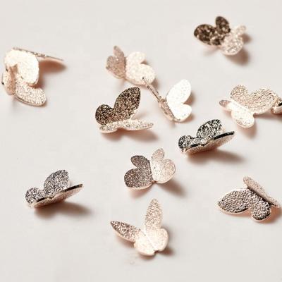 China Hot Matte Smart Rose Gold Silver Metal Rhinestone Butterfly Nail 3D Nail Art Beauty DIY Nail Jewelry Alloy 3D Rhinestone for sale