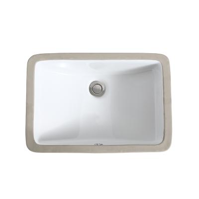 China Modern Single Hole Rectangular Semi-Recessed Ceramic Undermount Basin for sale