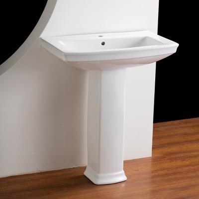 China Customized Modern Ceramic Bathroom Sink Hand Free Standing Wash Basin With Pedestal Price Pedestal Wash Basin for sale