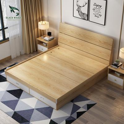 China Cozy Bed Room Furniture Smart Bed Queen King Size Wood Double Bed Frame for sale