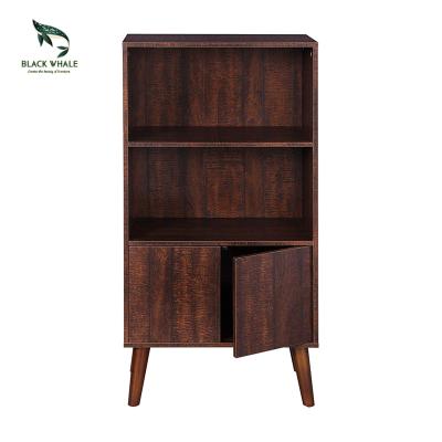 China Customization Display Furniture Modern Design Yellow-Brown Book Shelves Wooden Shelf Cabinets Bookcases for sale