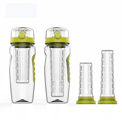 China 1000ML Filter Tubes Long Viable Short Drinking Water BPA Tritan Free Fruit Infuser Plastic Water Bottle for sale