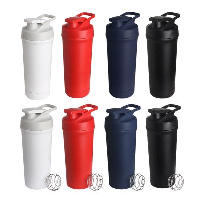 China 2021 Sustainable Wholesale Fitness Gym Metal Bottle Stainless Steel Protein Blender Eco Friendly Shaker for sale