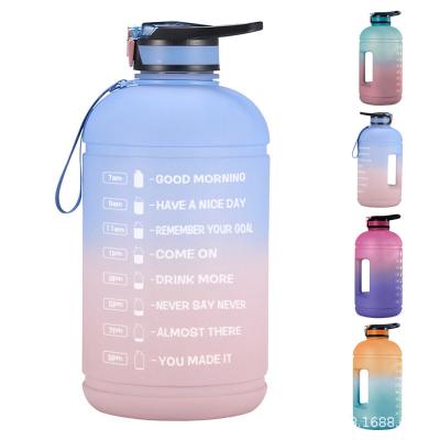 China 128oz Sustainable 1 Gallon Leak Proof BPA Free Large Capacity Gym PETG Sports Plastic Drinking Water Bottles With Time Marker for sale