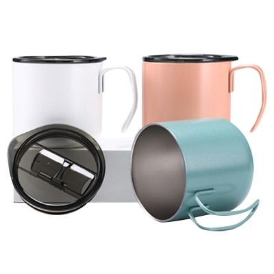 China New Sustainable Double Wall Heat Insulation Handle Customized Thermal Coffee Mug With Lid for sale