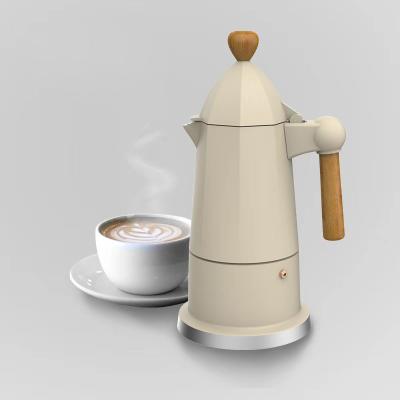 China WITH LID Professional Customized Wooden Handle Italian Hand Brewed Coffee House Moka Pot for sale