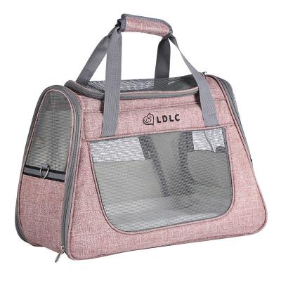 China Transparent Large Side Window Outlet Factory Mesh Travel One Shoulder Portable Dog Travel Pet Carrier Stocked Carry Bag for sale