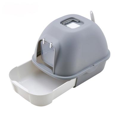 China Partially Enclosed Box Stocked Cat Litter Box Cleaning Products Cat Toilet Large Cat Litter for sale