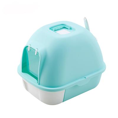 China Anti-Splash Stocked Cat Sandbox Large Space Closed Fully Enclosed Cat Litter Box Pet Toilet for sale